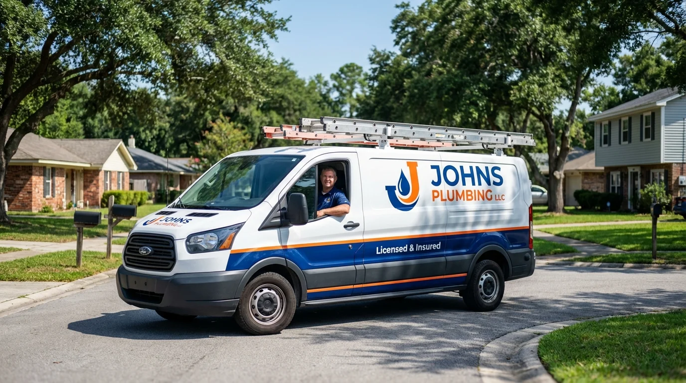 Johns Plumbing LLC service van in Centreville, AL
