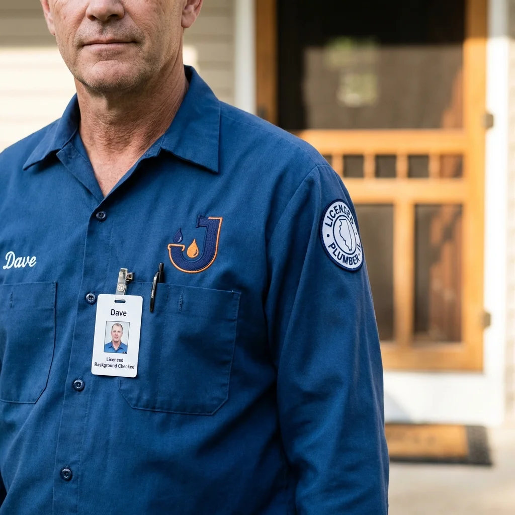 Licensed plumber showing ID badge in Centreville, AL