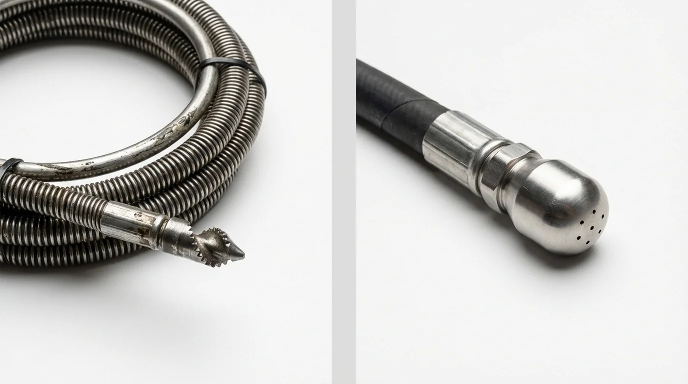 Drain snake cable and hydro jetting nozzle used for drain cleaning in Centreville, AL