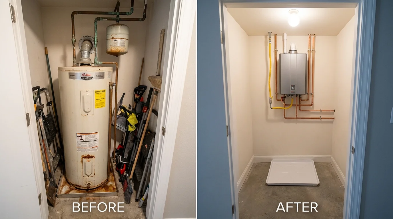 Tank water heater versus wall-mounted tankless unit comparison for Centreville, AL homeowners